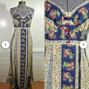 1970’s “Jody T of California” floral halter dress size sm